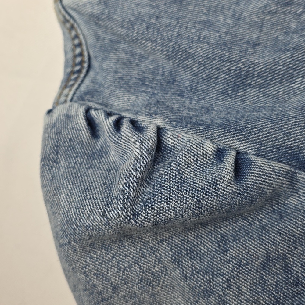 Shein Women's Juniors Blue Denim Cropped Jacket Buttons V-Neck Sz‎ M EUC - Picture 5 of 10